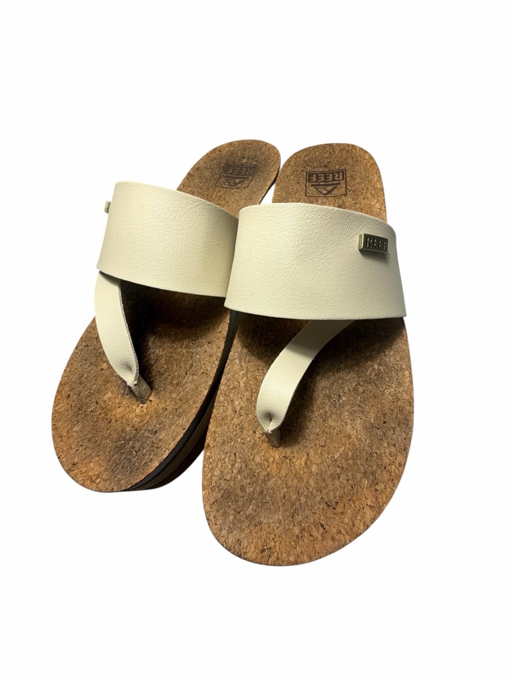 Reef Womens Cream Cork Footbed Thong Sandals Sz 8